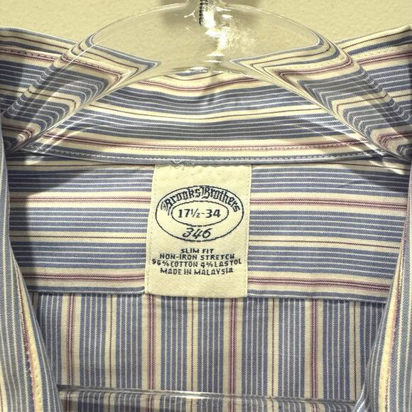 Brooks Brothers 346 Men’s 17.5-34 Slim Fit Button Down Long Sleeve Shirt - Picture 4 of 4